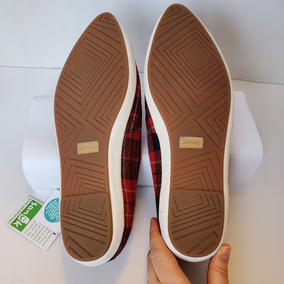 NWT Sanuk Kat Paw TX Plaid Pointed Toe Flats - Picture 6 of 12